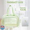 BuyCard Large Travel Clear Toiletry Bag with Shoes Compartment, Clear Makeup Bag Organizer, Carry-on Toiletries Cosmetic Pouch with Zipper and Handle, Waterproof PVC Tote Handbag Purse, Green