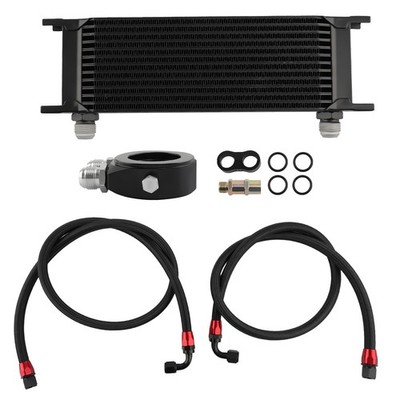 Aluminum 13 Row AN10 Universal Engine Oil Cooler +Filter Adapter Kit