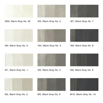 Copic Sketch, Alcohol markers, 12pc set Warm Gray (New Ver.)