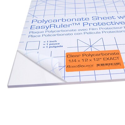 Polycarbonate Plastic Sheet 12'' X 12'' X 0.236'' (1/4'') Exact with EasyRuler Film