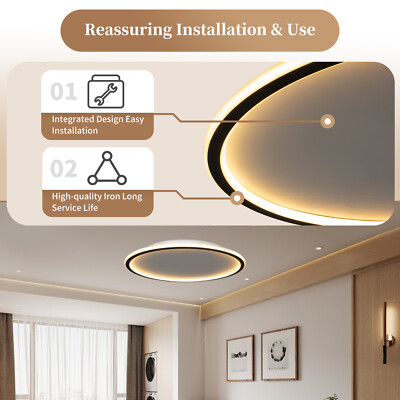 Modern Ceiling Light Fixture LED Flush Mount Chandelier Kitchen Lighting+Remote