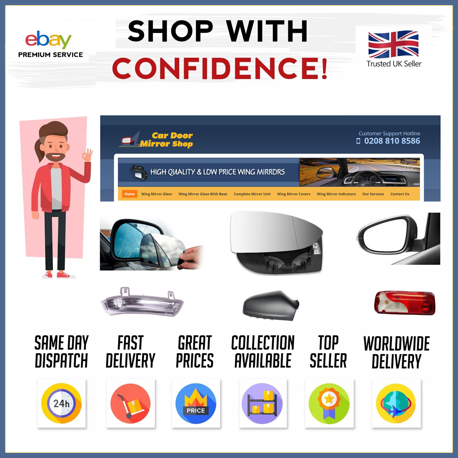 Fits Mercedes Vito 2014-2022 Left Side Electric Heated Mirror Unit Power Folding | UK