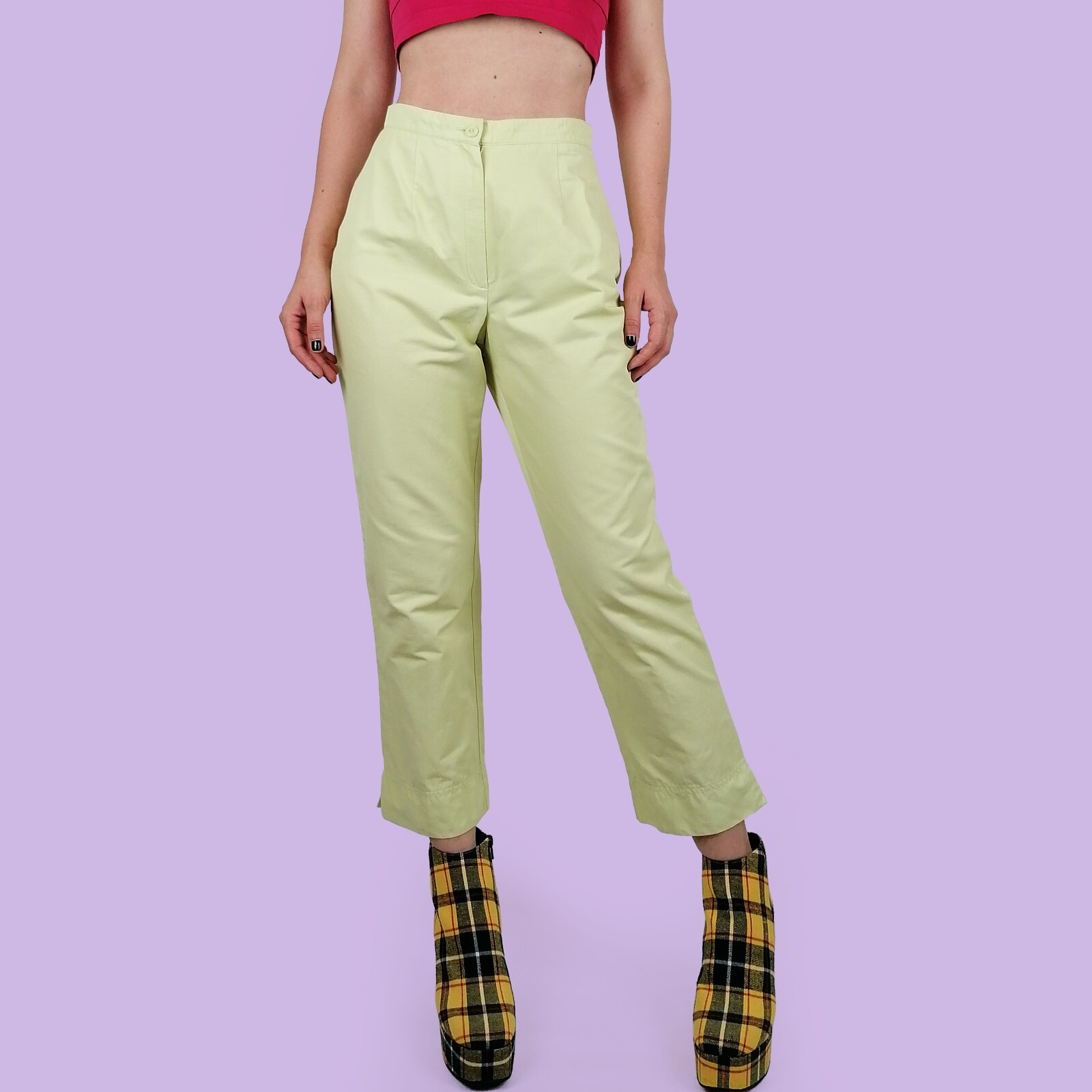 Salsation Capri Pants-Yellow（黄）XSサイズ YYDGH Capri Pants For Women Casual Classic Cotton Linen