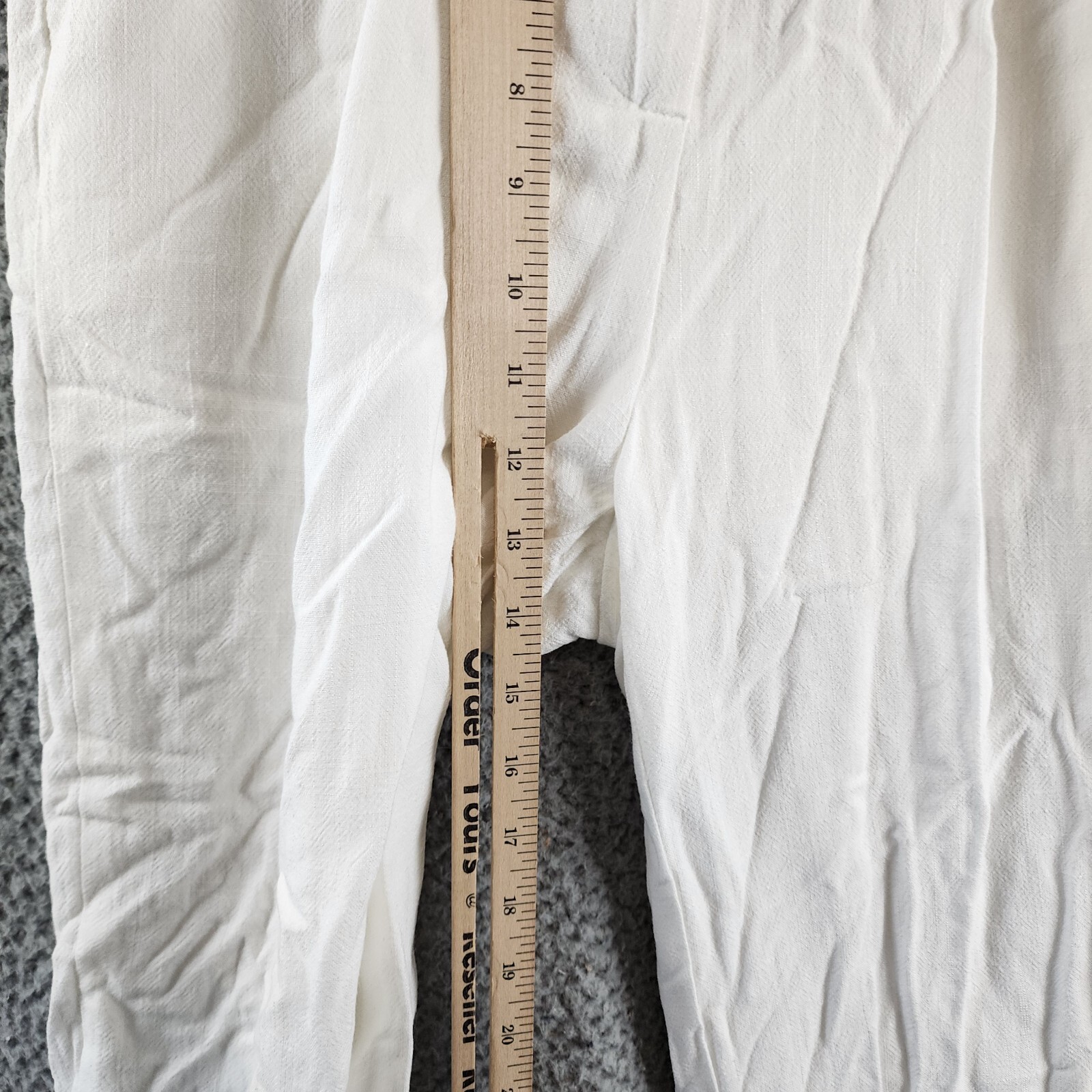 FORE Linen Blend High Rise Slim Fit Pants Womens XS White Belt Loops Zip Closure - Picture 6 of 13