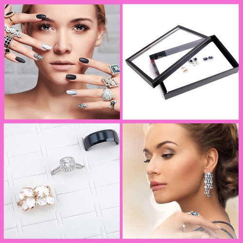 100 Slots Jewelry Rings Display Organizer Tray Holder Earrings Storage Box Case