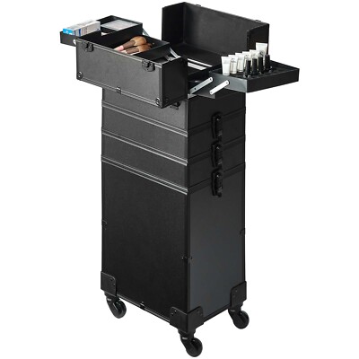 VEVOR Aluminum 5 in 1 Professional Makeup Train Case Cosmetic Case Organizer