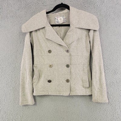 Element Jacket Womens S Small Gray Button Down Pea Coat Collared Casual Formal