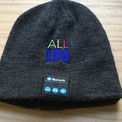 All in Bluetooth compatible USB Rechargeable Music Headset black Knit Beanie