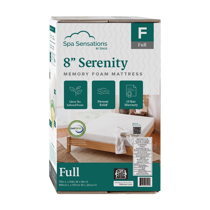 Spa Sensations Serenity by Zinus 8" Memory Foam Mattress, Adult, Full