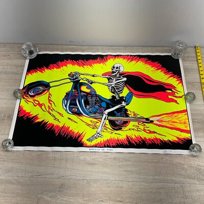 VINTAGE 1980 WHEELS ON FIRE 1611 BLACKLIGHT POSTER SCORPIO 35x23'' P25