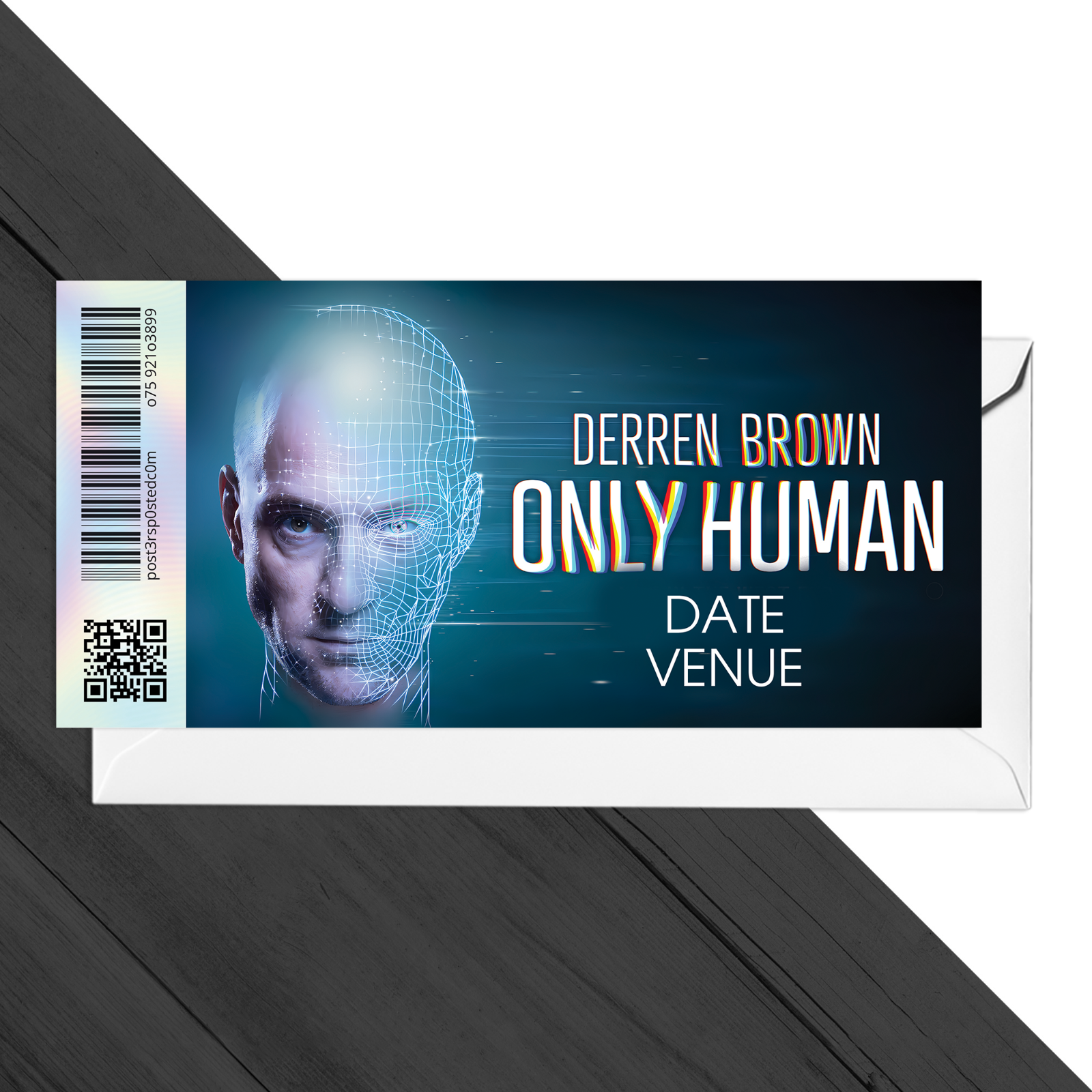 Derren Brown Only Human Live Tour Mock Ticket Personalised Gift Reveal Ticket