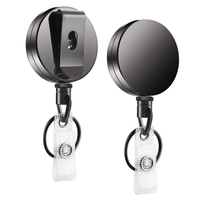 Retractable Key Tool Reel Holder Steel Belt Clip Chain Heavy Duty Split Ring