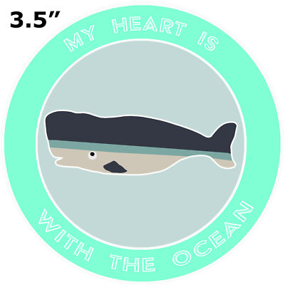 Whale My Heart is with The Ocean - Car Truck Window Bumper Graphic Sticker Decal