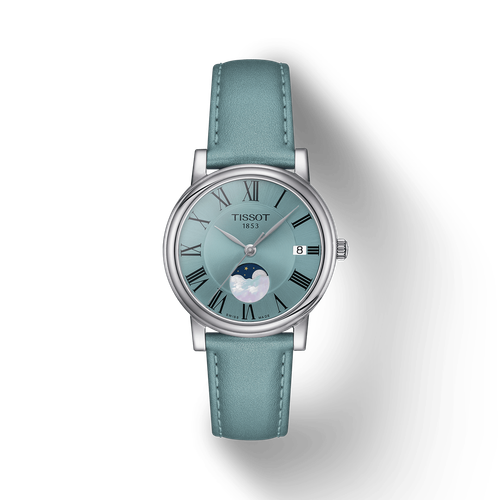 Pre-owned Tissot Carson Zhenwo Series Belt Moon Phase Quartz Women's Watch