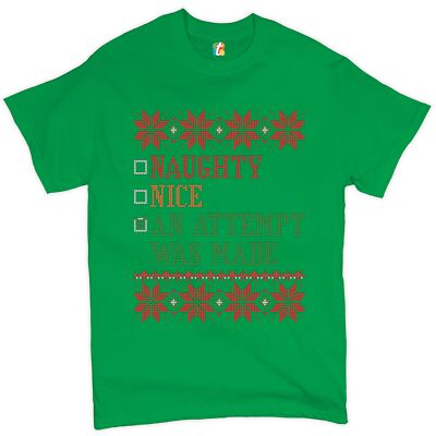 An Attempt Was Made T-shirt Ugly Sweater Theme Naughty or Nice Xmas Men's Tee