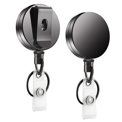 Retractable Key Tool Reel Holder Steel Belt Clip Chain Heavy Duty Split Ring