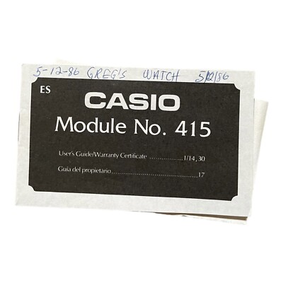 Casio Module 415 Watch Users Guide Instruction Manual Vintage 80's 1980's