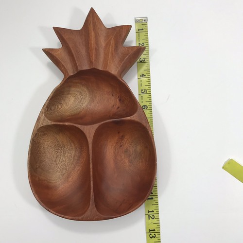 Hand Carved Wooden Pineapple Divided Serving Dish tray Made from Kamani Wood