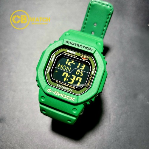 Pre-owned Casio G-shock Black Dial Unisex Watch Dw-56rtb-3 Green Resin Digital