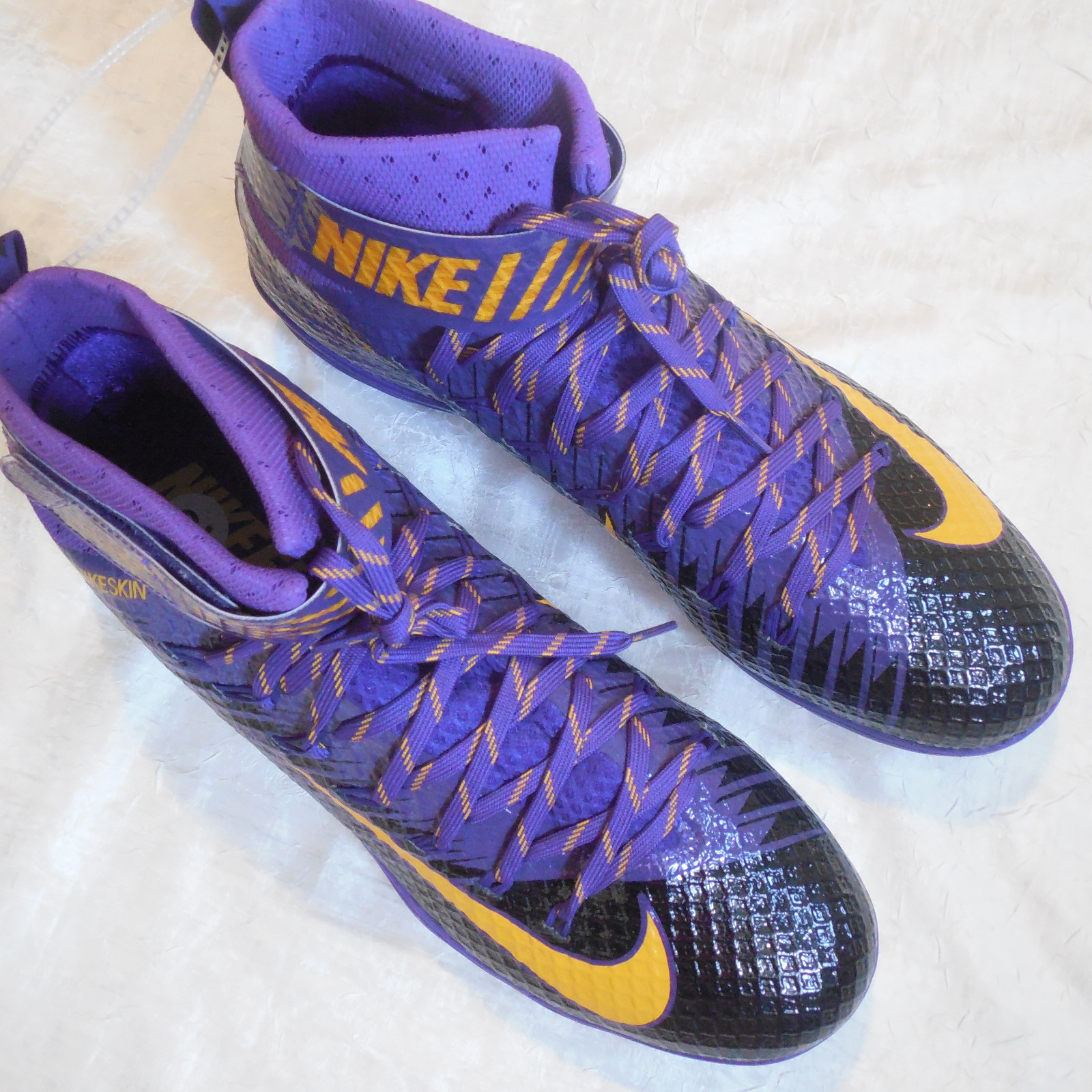 Nike Mens 13 Lunarbeast Elite TD Football Cleats Shoes Purple Yellow Nikeskin