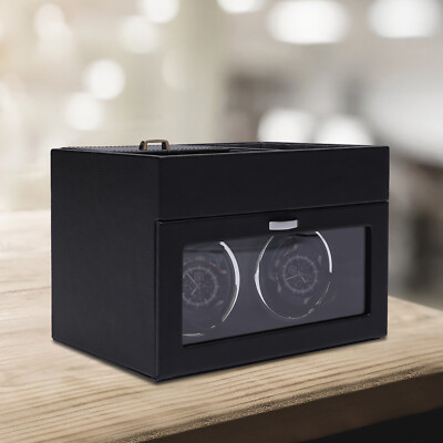 Automatic Watch Winder Box 2 Watches Display Storage Case Silent Motor&LED Light