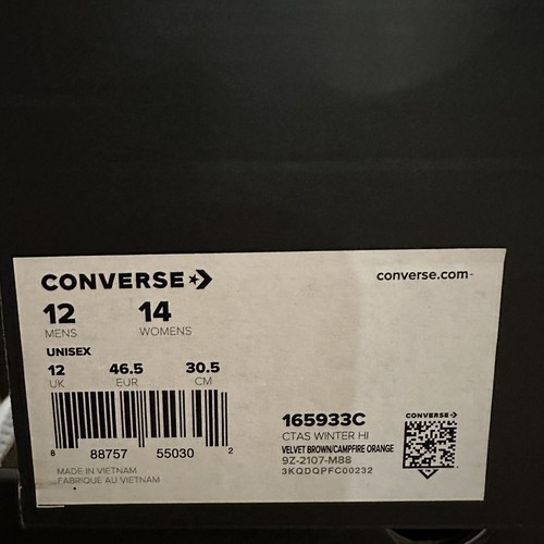 Converse CTAS Winter Goretex Lined Men's Sneaker Boots Size 12 Brown 165933C
