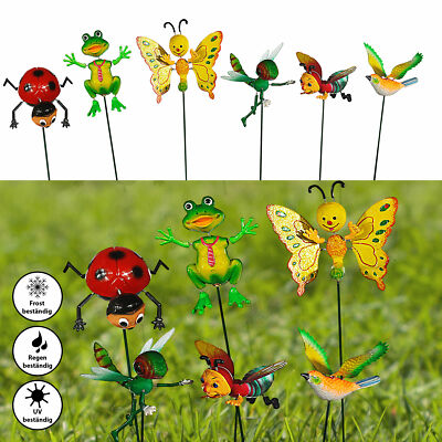 6x Gartenstecker verschiedene Tiere H60 bunt Beetstecker Blumentopf Gartendeko