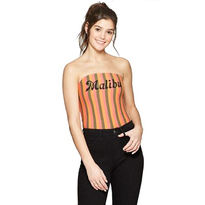 Mighty Fine ''Malibu'' Junior Women's Striped Tube Top - NWT