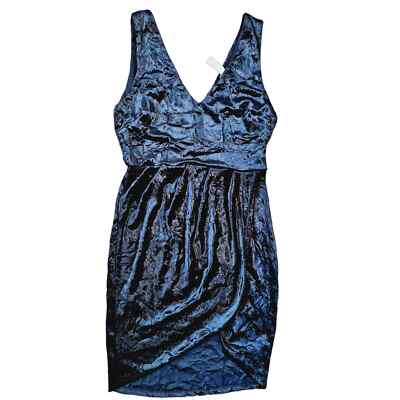 Black Crushed Velvet Mini Dress, tulip hem, Stretch 90s Grunge Goth Bodycon SZ M