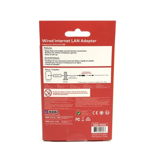 Nintendo Switch Wired Internet LAN Adapter HORI Officially Licensed New Sealed