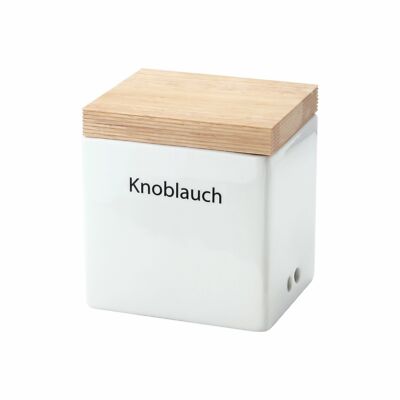 CONTINENTA Vorratsdose mit Holzdeckel 14 x 12 x 15,5 cm rechteckig, weiß