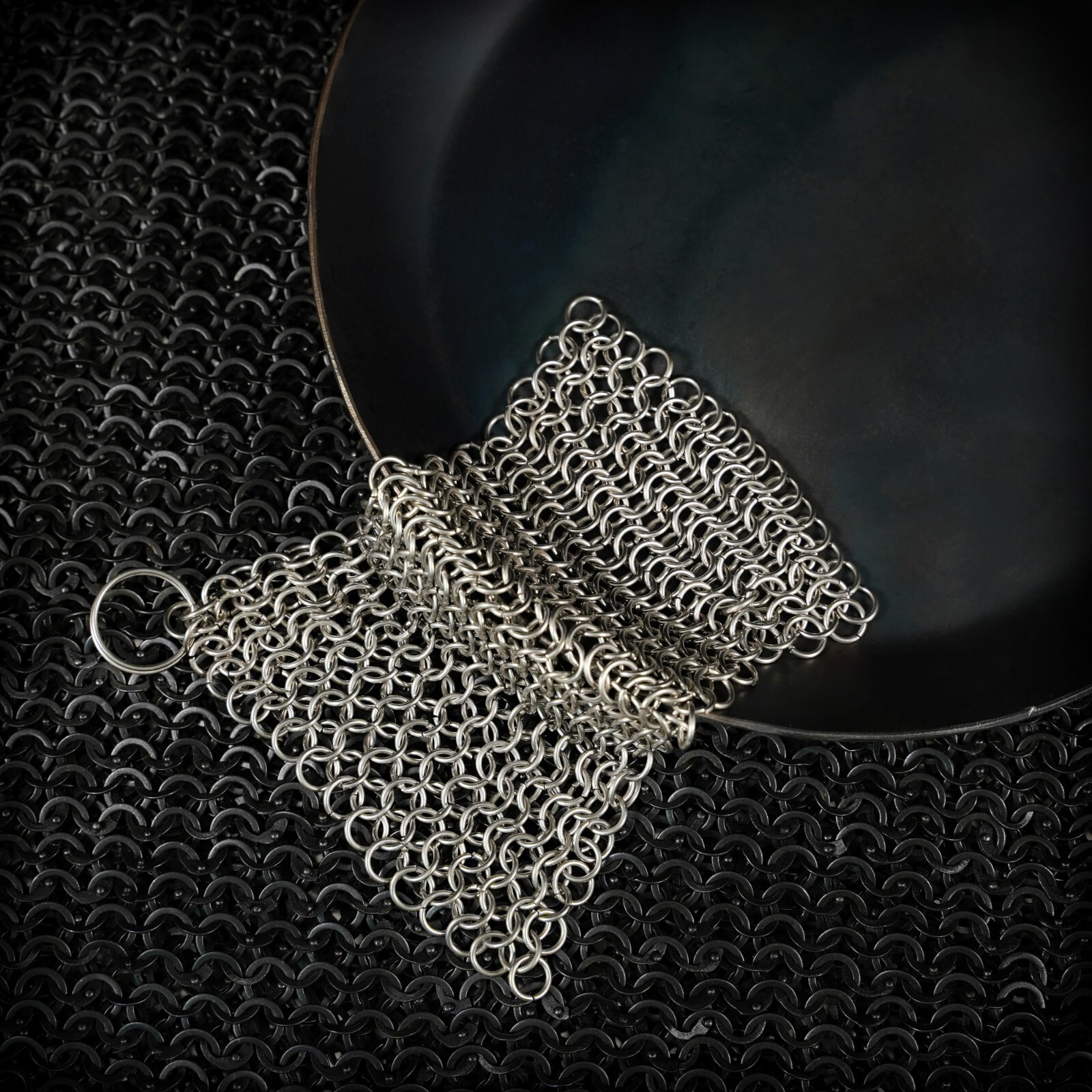 Chainmail Scrubber Stainless Steel Skillet Cast Iron Kitchen Cleaner 15 X 15cm