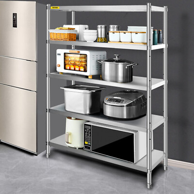 5-Tier Kitchen Shelves Shelf Rack Stainless Steel Shelving Organizer 47.5x18 in