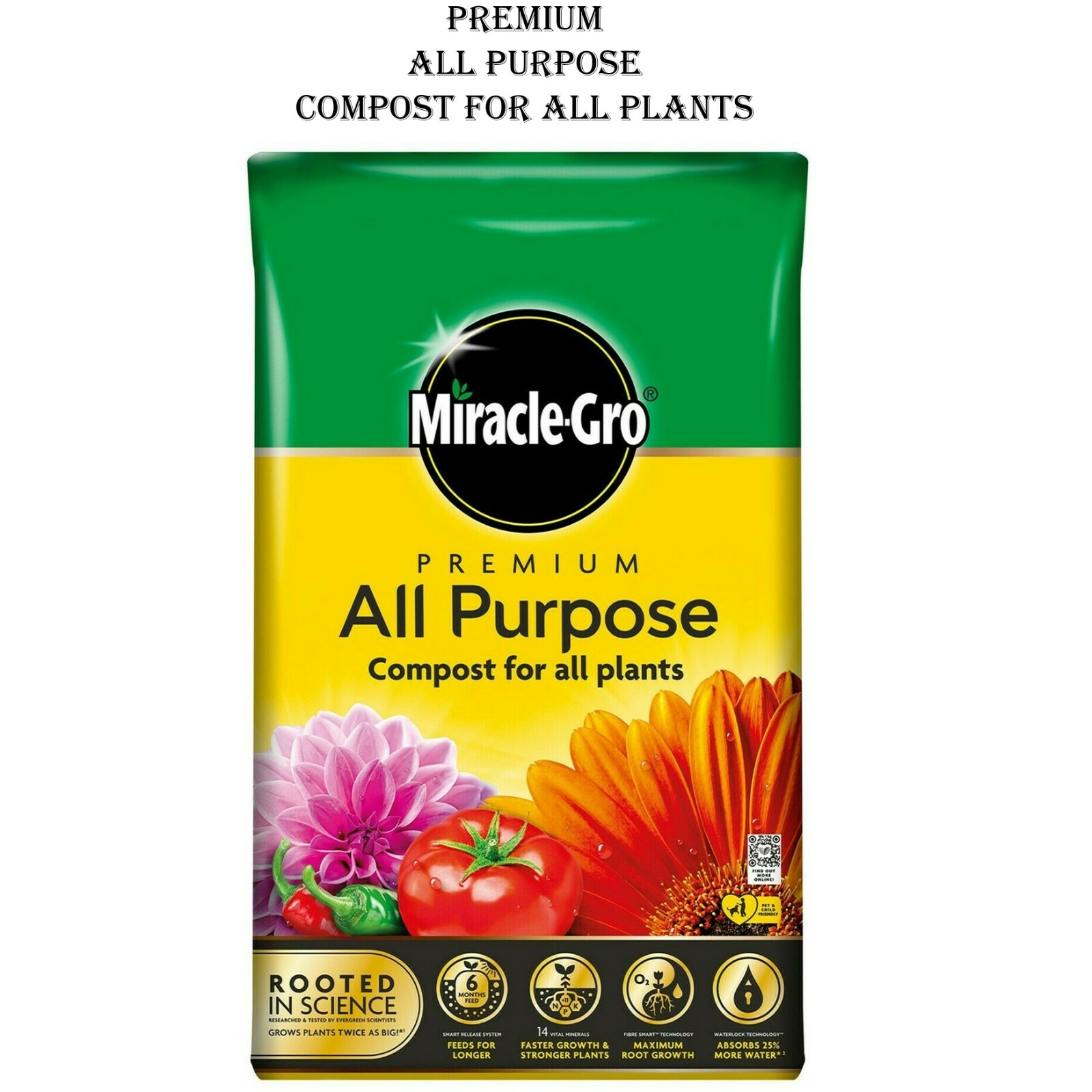 MiracleGro All Purpose Enriched Compost Soil Potted Garden Flowers