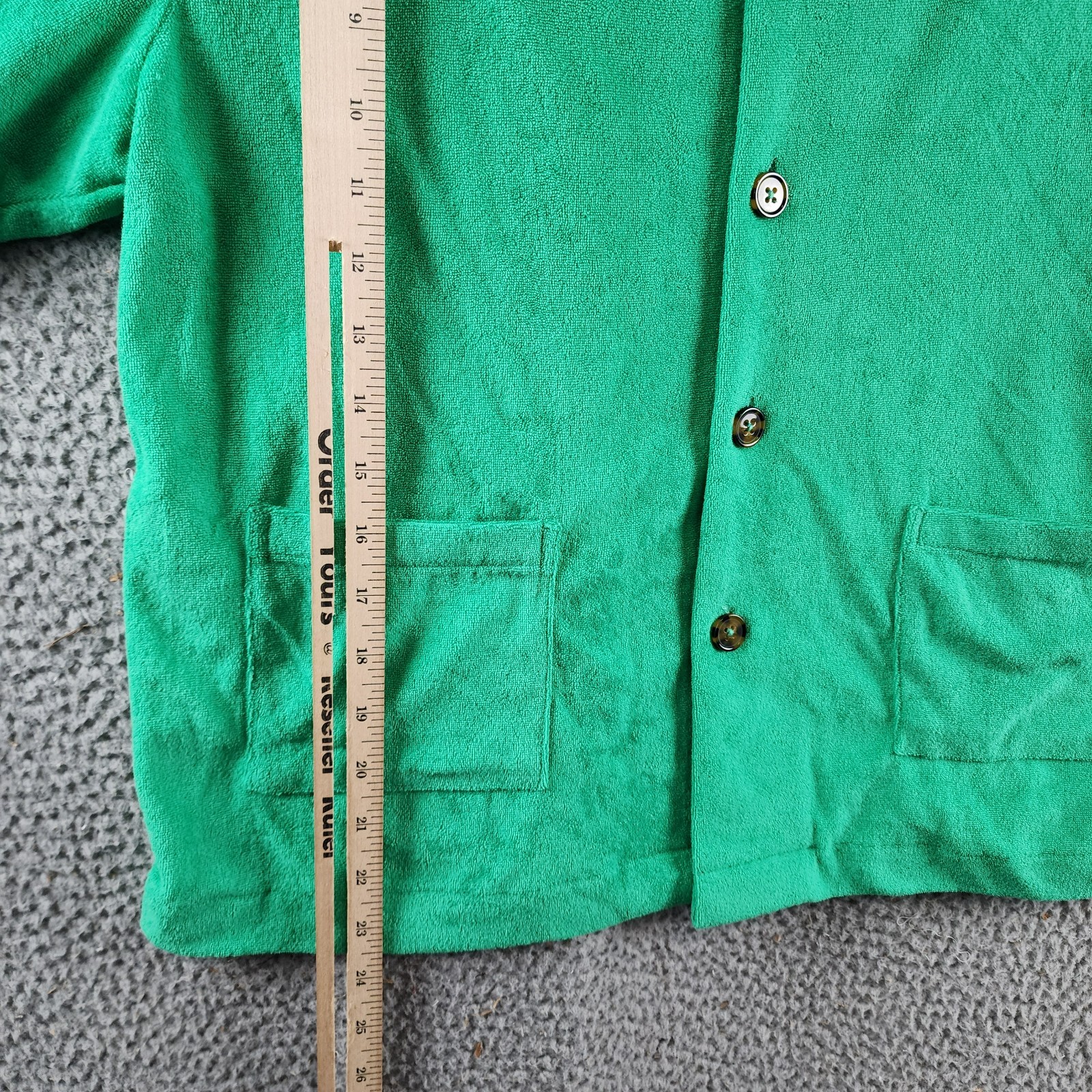 Elan Button Front Cover Up Shirt Women's S Green Bright Collared Pockets S/S - Picture 9 of 14