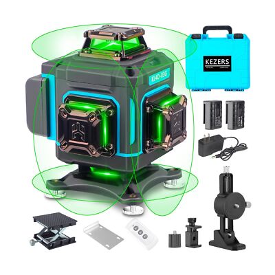 KEZERS Laser Level 360 Self Leveling,4 x 360 Laser Level with Screen Green La...