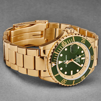 Pre-owned Revue Thommen Men's 'diver' Green Dial Stainless Steel Swiss Watch 17571.2464