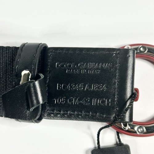 Pre-owned Dolce & Gabbana Dolce&gabbana Logo Buckle Belt Size 105cm/42in Black/red