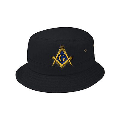 MASONIC BUCKET HAT in BLACK or TAN - EBREOIDERED LOGO - 2 SIZES for BETTER FIT