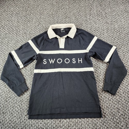 Vintage Nike Shirt Mens S Small Black White Swoosh Rugby