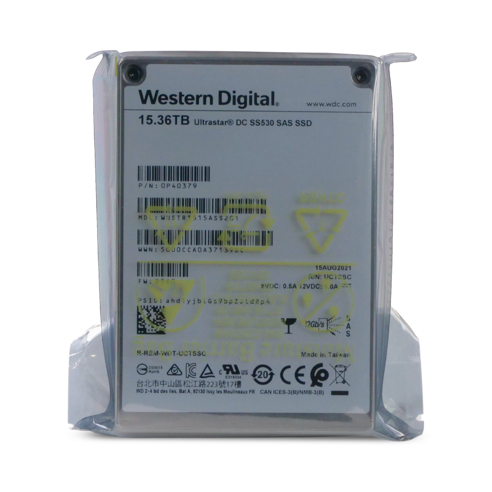 WD DC SS530 15.36TB WUSTR1515ASS201 0P40379 SAS 12Gb/s 3D TLC 1 DWPD 2.5