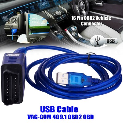 OBD2 Diagnosescanner Kabelwerkzeug für VW Audi Sitzwagen VAG COM KKL 409.1 Blau