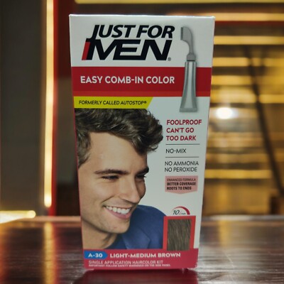 Just For Men Easy Comb-In Applicator Hair Color #A-30 LIGHT MEDIUM BROWN No Mix