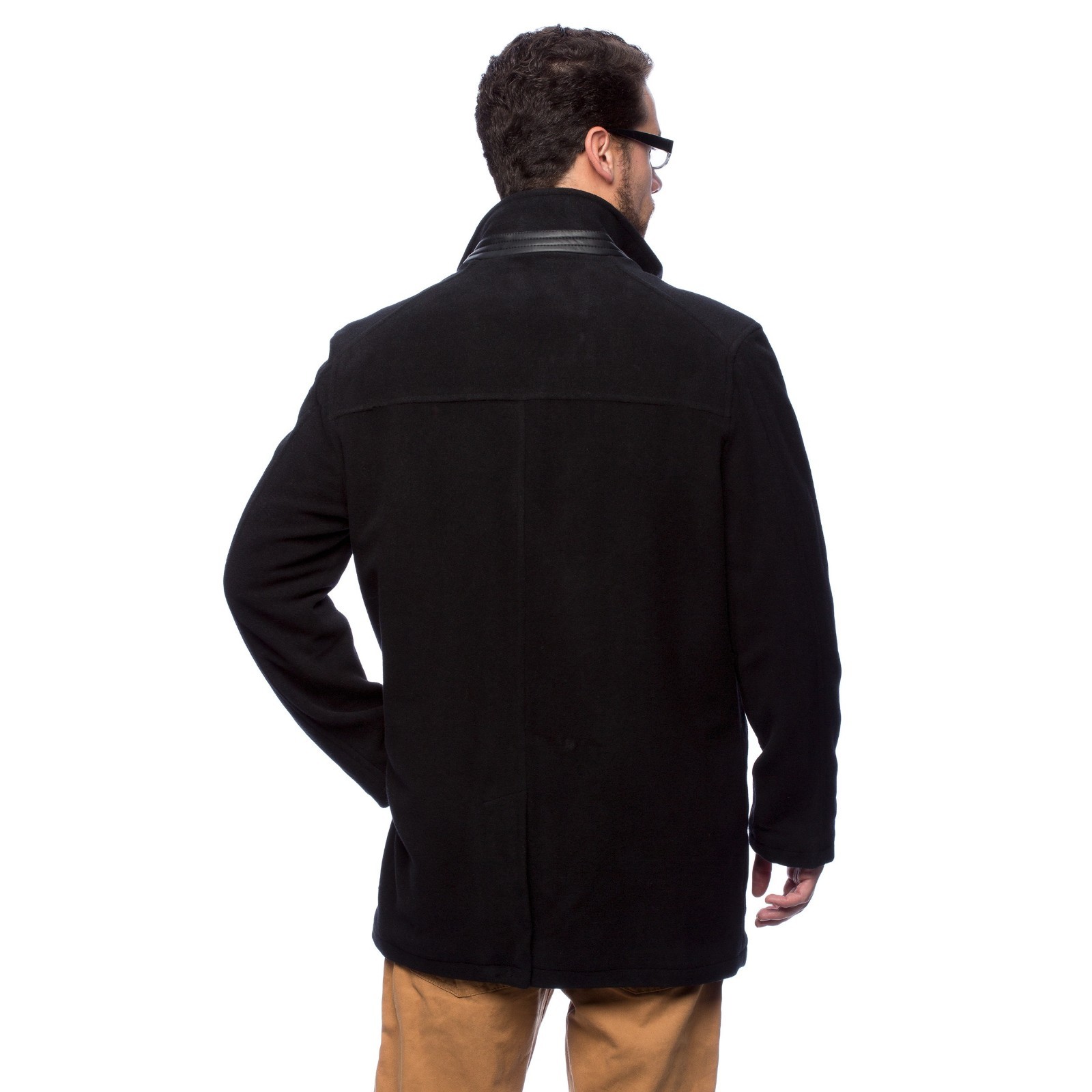Pre-owned Cole Haan Signature Mens Wool Plush Coat Black With Attached Bib 535sw916 Size M