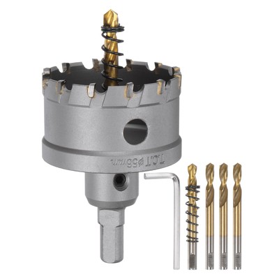 Carbide Hole Saw Set 56mm (2-13/64'') Metal Cutter with 5pcs Center Drill Bits