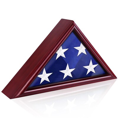 Flag Display Case for 3' x 5' Flag, American Flag Shadow Box with HD Tempered...