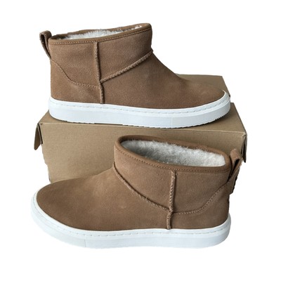 UGG ALAMEDA MINI CHESTNUT SUEDE SHEARLING ANKLE WOMEN'S BOOTS SIZE US 8/UK 6 NEW