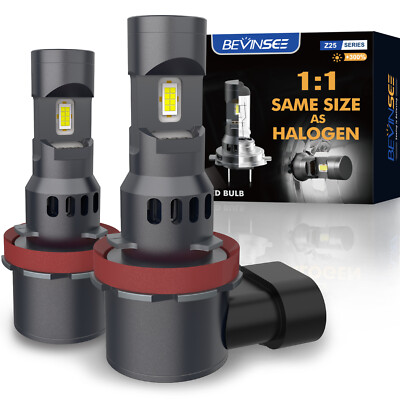 Bevinsee Pair H11 H8 H9 LED Headlight Bulbs Hi/Low Beam 70W 10000LM Super White