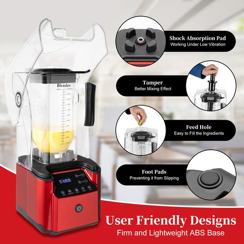 2.2L Commercial Soundproof Cover Blender Fruit Juicer