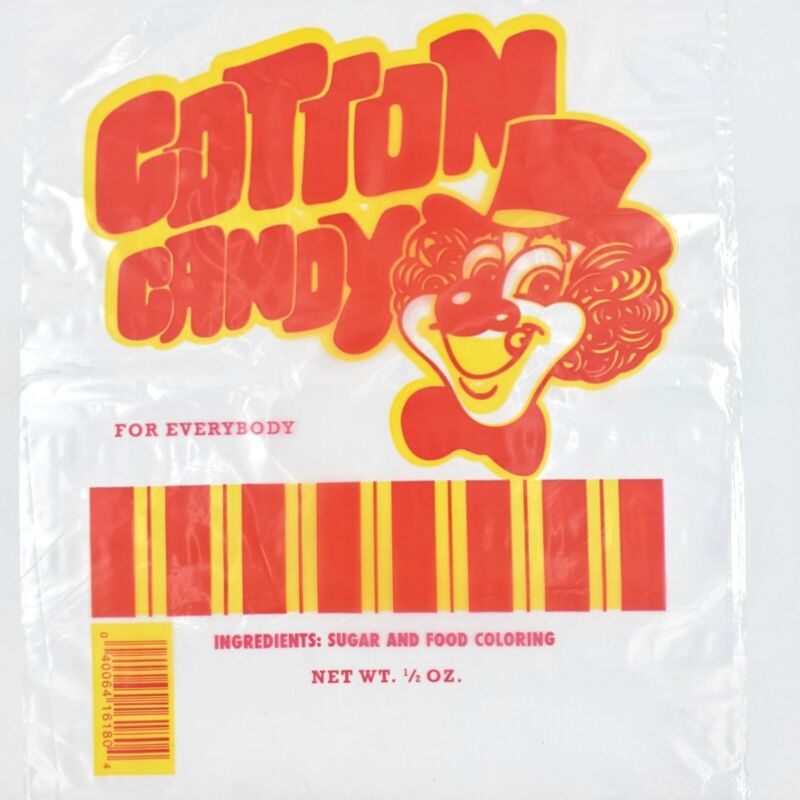 New lot of 100 Cotton Candy Clear Plastic Food Bags by Great Western Candy Floss